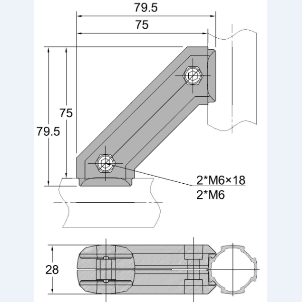 estrutura do conector de tubo de alumínio