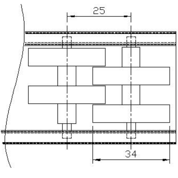 estructura de la pista de rodillos